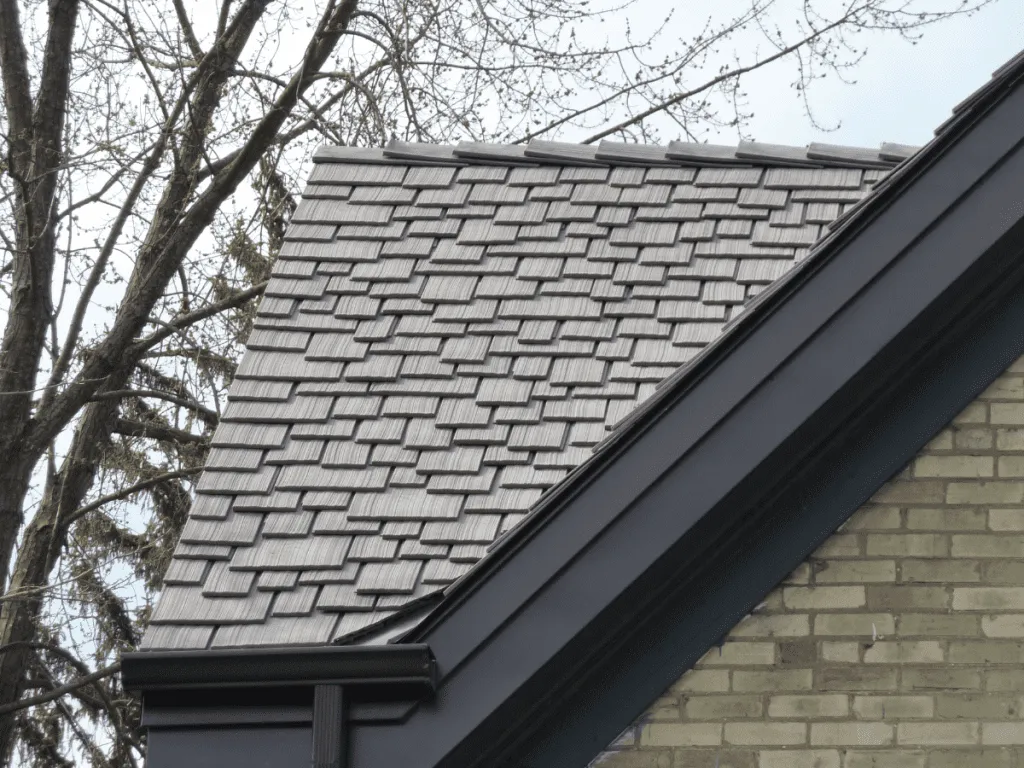 Sustainable Enviroshake roofing contributing to LEED certification on a green building project
