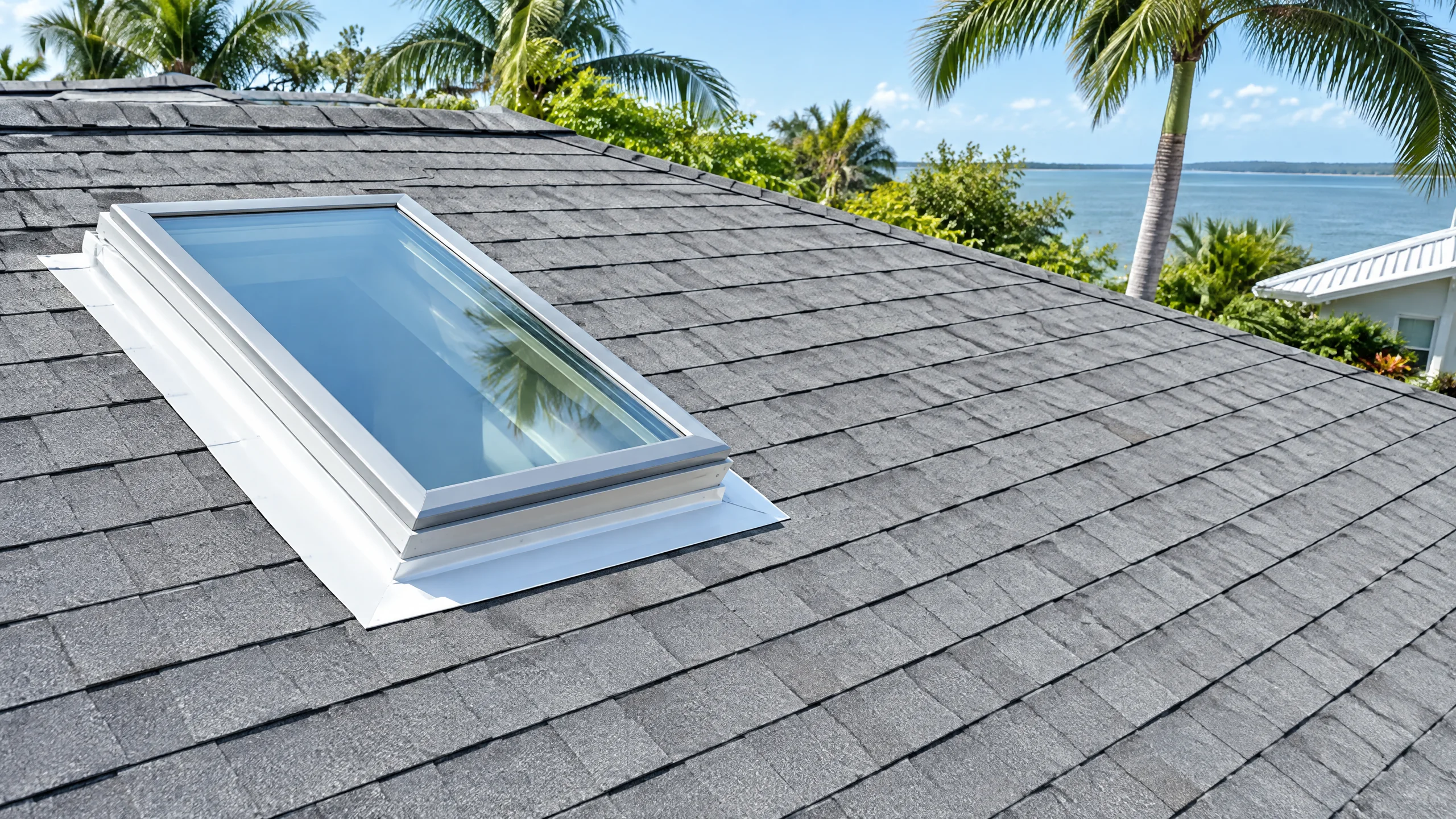 Residential skylight repair with clean flashing on a St. Petersburg roof