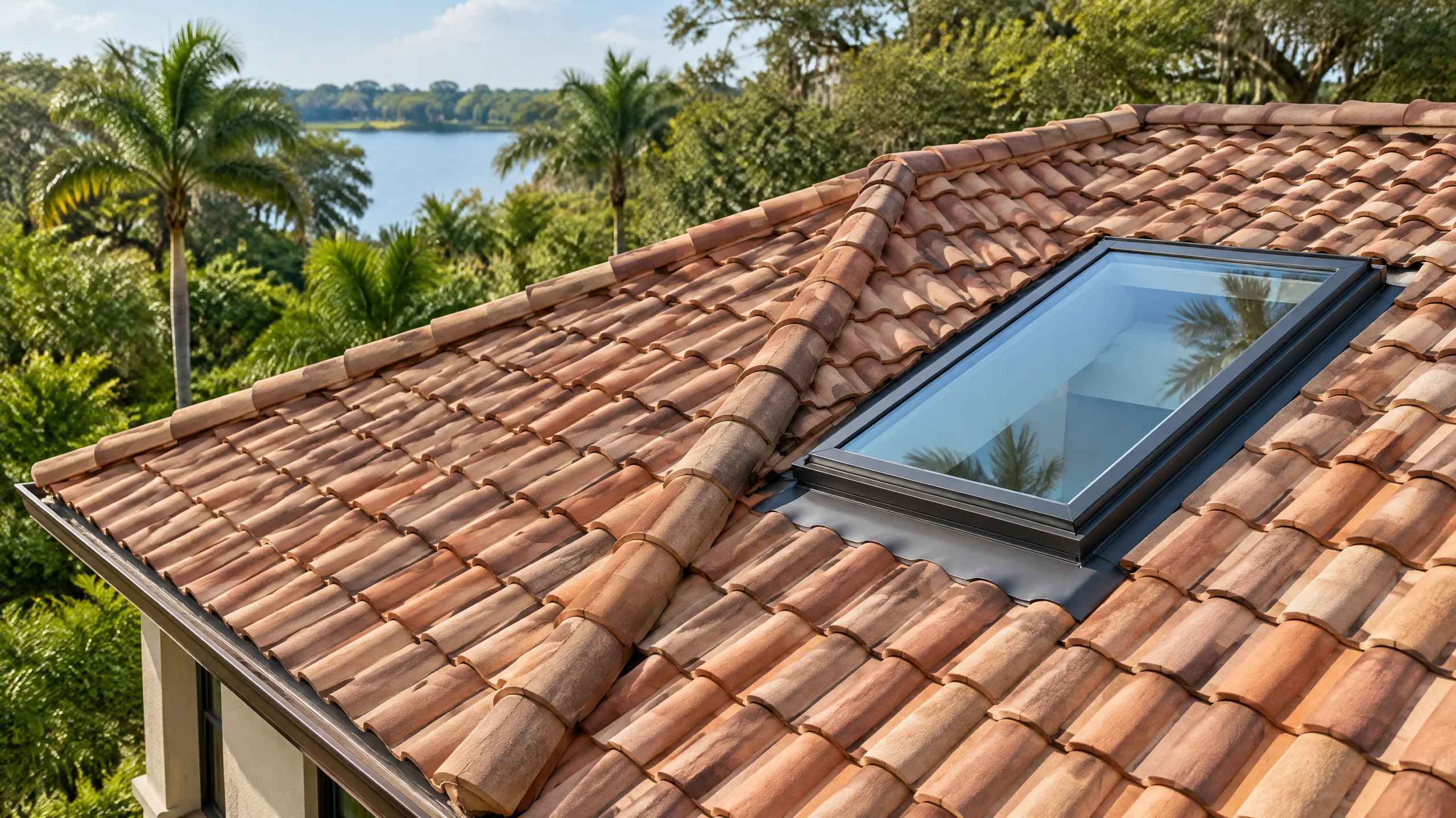 Premium skylight installation on a Windermere estate tile roof