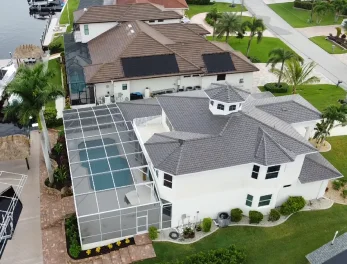 Luxurious and weatherproof Brava Slate Tile roof on a villa